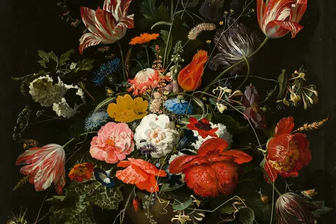A framed painting in an art setting