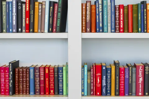 Books arranged on a shelf
